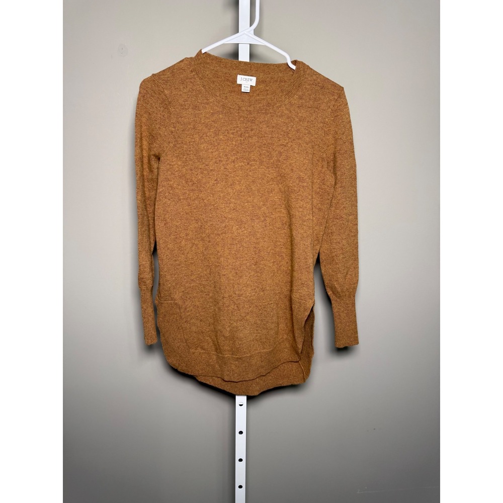 J.Crew XXS Camel Wool Blend Longline Crewneck Sweater - Picture 2 of 7